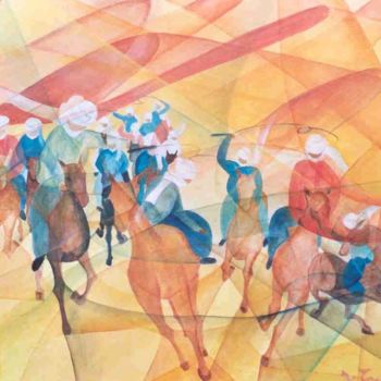 Painting titled "Feria" by Monique Tackels, Original Artwork, Oil