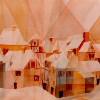 Painting titled "Petit village conte…" by Monique Tackels, Original Artwork