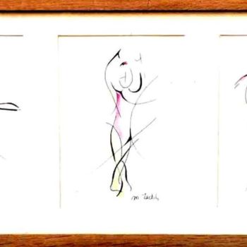 Drawing titled "danseuses" by Monique Tackels, Original Artwork, Ink