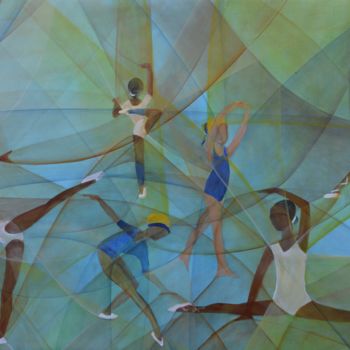 Painting titled "petites danseuses à…" by Monique Tackels, Original Artwork, Oil