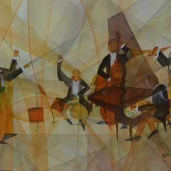 绘画 标题为“orchestre et piano…” 由Monique Tackels, 原创艺术品, 油