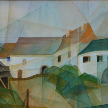 Pintura titulada "vieille ferme en Pé…" por Monique Tackels, Obra de arte original, Oleo