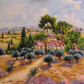 Painting titled "Mas en Provence" by Monique Tardy, Original Artwork