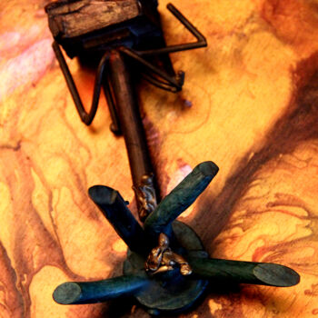 Sculpture titled "Atterrissage d'un E…" by Monique Vivian, Original Artwork, Metals