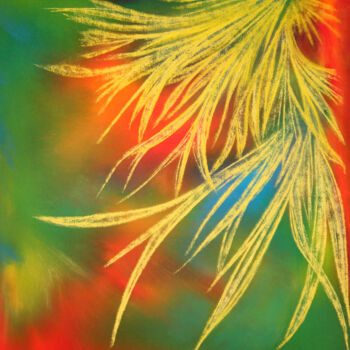 Картина под названием "Plantes Lacustres" - Monique Vivian, Подлинное произведение искусства, Пастель
