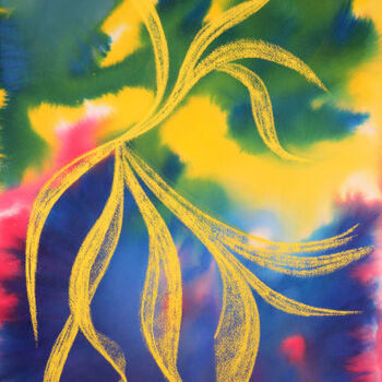 Peinture intitulée "Danse Aquatique - L…" par Monique Vivian, Œuvre d'art originale, Pastel