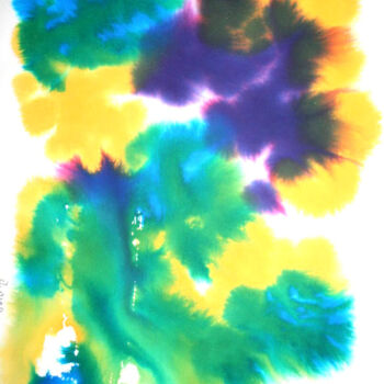 Peinture intitulée "Coraux au fond de l…" par Monique Vivian, Œuvre d'art originale, Aquarelle
