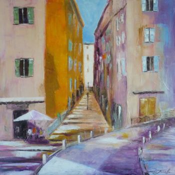 Peinture intitulée "RUE DES JARDINS" par Monique Yenco Fusella, Œuvre d'art originale