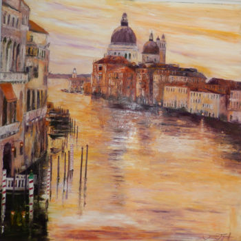 Painting titled "le grand canal" by Monique Yenco Fusella, Original Artwork, Oil