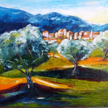 Peinture intitulée "les oliviers à tall…" par Monique Yenco Fusella, Œuvre d'art originale