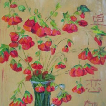 Malerei mit dem Titel "Bouquet asiatique" von Monique Blons Baudouin, Original-Kunstwerk