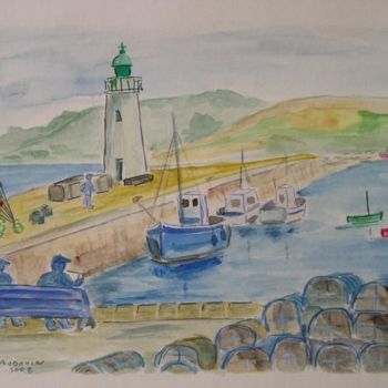 Painting titled "Port breton" by Monique Blons Baudouin, Original Artwork