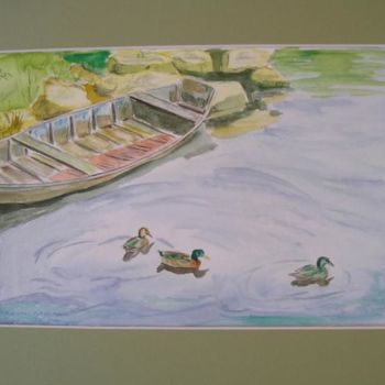 Peinture intitulée "La barque et les ca…" par Monique Blons Baudouin, Œuvre d'art originale
