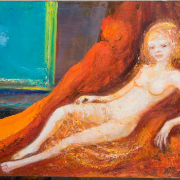 Peinture intitulée "5-2011-65x92-elle-n…" par André Helluin, Œuvre d'art originale, Huile