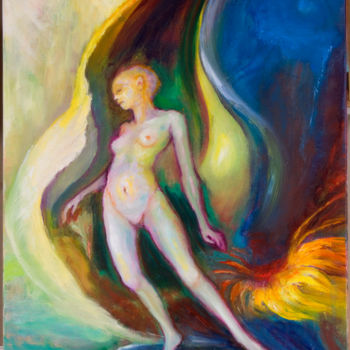 Painting titled "La femme en est le…" by André Helluin, Original Artwork, Oil