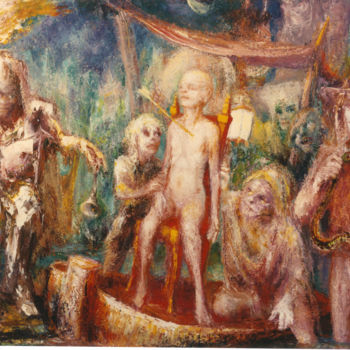 Painting titled "l'apparition de l'i…" by André Helluin, Original Artwork, Oil