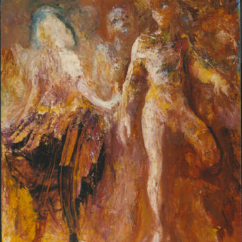Painting titled "Invitation à la dan…" by André Helluin, Original Artwork, Oil