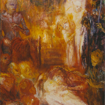 Painting titled "Désespoir  et chant…" by André Helluin, Original Artwork, Oil