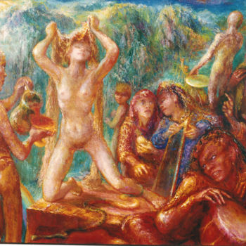 Painting titled "La danse de Salomé" by André Helluin, Original Artwork, Oil