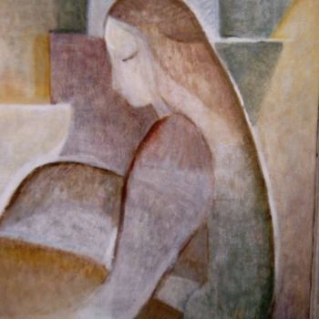 Painting titled "jeune fille" by Monique Salazar, Original Artwork