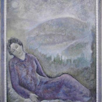 Painting titled "femme endormie" by Monique Salazar, Original Artwork