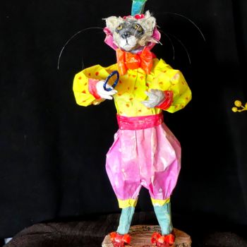 Escultura intitulada "Le rat jongleur" por Monizza, Obras de arte originais, Papel