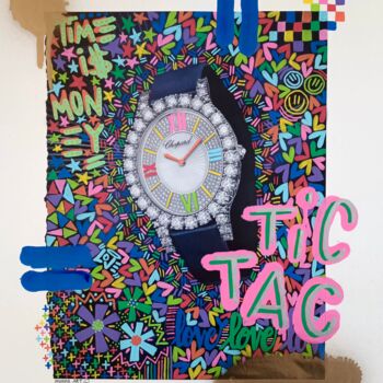 Collages intitulée "Tic Tac Mag" par Monna Art, Œuvre d'art originale, Bombe aérosol