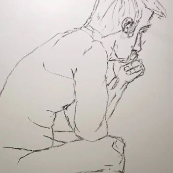 Drawing titled "Thoughts XIX, série…" by Monor, Original Artwork, Charcoal