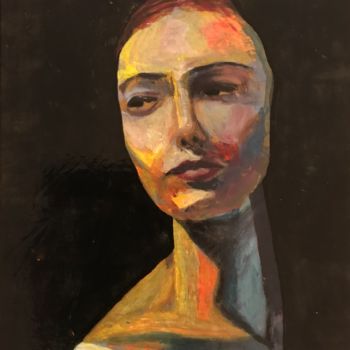 Painting titled "« Femme VII » gouac…" by Monor, Original Artwork, Gouache Mounted on Wood Stretcher frame