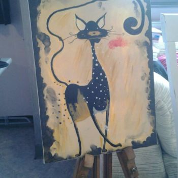 Painting titled "chat 2" by Déborah Deledda, Original Artwork