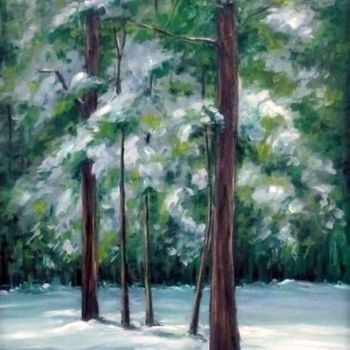 Pintura intitulada "paissatge nevat" por Rosa Montal Riba, Obras de arte originais