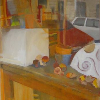 Peinture intitulée "La rue en reflet da…" par Montamets, Œuvre d'art originale