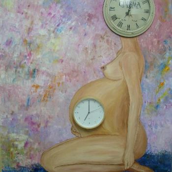 Pintura intitulada "gestación del tiempo" por Rona Monte, Obras de arte originais