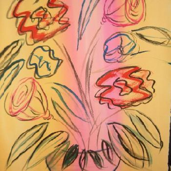 Schilderij getiteld "Jarrón con flores" door Rona Monte, Origineel Kunstwerk