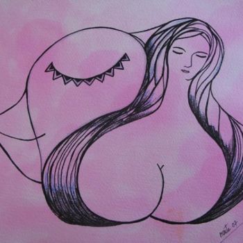 Картина под названием "motivo azul" - Rona Monte, Подлинное произведение искусства