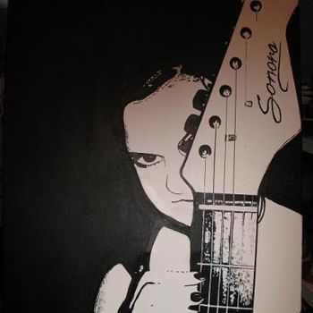 Painting titled "marta y su guitarra" by Rona Monte, Original Artwork