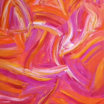 Картина под названием "Orange expression" - Montse Barberà Pujol, Подлинное произведение искусства, Акрил