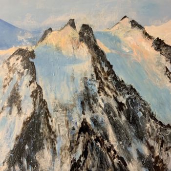 Painting titled "L’aiguille du midi…" by Montserrat Llusia, Original Artwork, Acrylic Mounted on Wood Stretcher frame