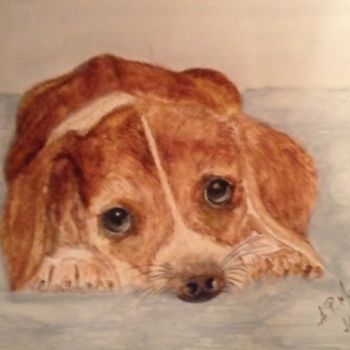 Painting titled "Beagle" by Armindo Monteiro (Pedrosa), Original Artwork, Watercolor
