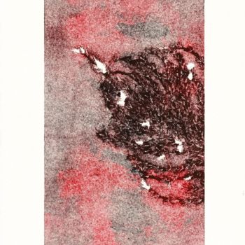 Gravures & estampes intitulée "Diffusion rouge" par Emmanuel Monzies, Œuvre d'art originale, Monotype