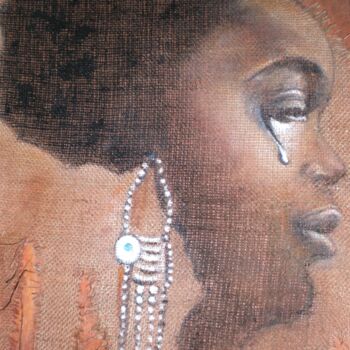 Painting titled "Crying Kenya" by Moon, Original Artwork, Oil