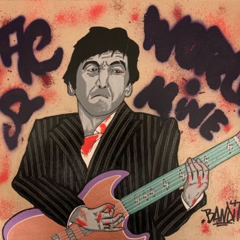 Painting titled "Guitarisé" by Bandit, Original Artwork, Acrylic Mounted on Wood Stretcher frame