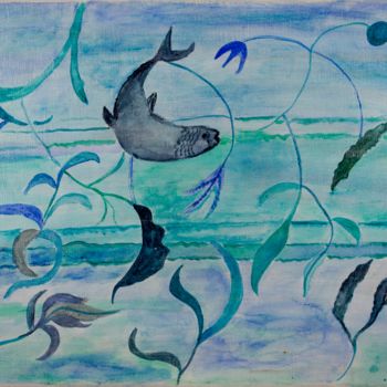 Peinture intitulée "Fantaisie aquatique" par Bernadette Mora, Œuvre d'art originale, Acrylique