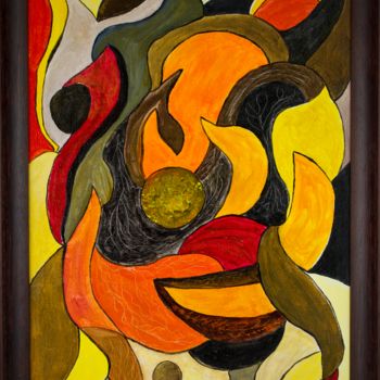 Painting titled "Flamboiement" by Bernadette Mora, Original Artwork, Acrylic