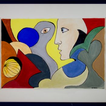 Peinture intitulée "L'homme dans le cha…" par Bernadette Mora, Œuvre d'art originale, Gouache