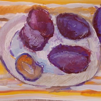 Painting titled "prunes" by Inna D, Original Artwork, Gouache