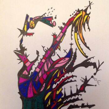 Drawing titled "MUSIQUE" by Moreau Franck Didier, Original Artwork, Gel pen