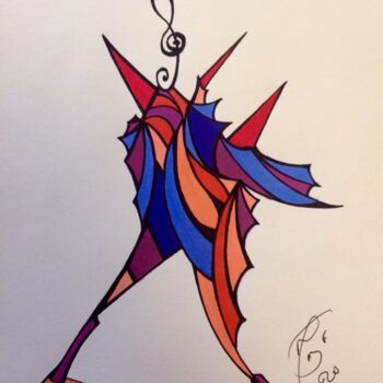 Drawing titled "Clef De Sol" by Moreau Franck Didier, Original Artwork, Gel pen