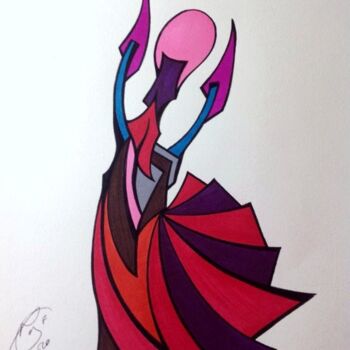 Drawing titled "Danse" by Moreau Franck Didier, Original Artwork, Gel pen