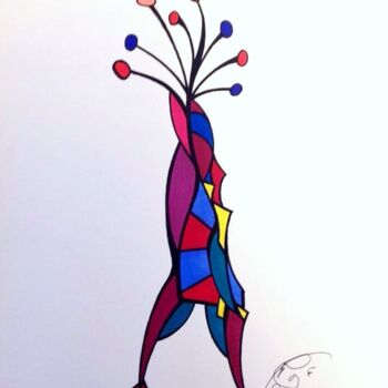 Tekening getiteld "Saltimbanque" door Moreau Franck Didier, Origineel Kunstwerk, Gelpen